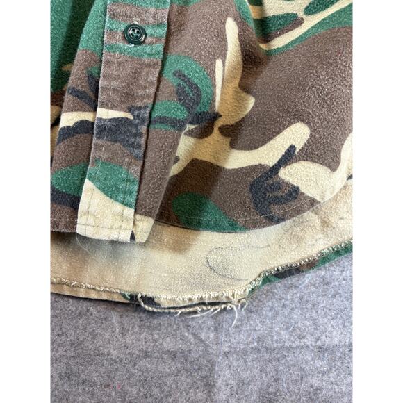 Vintage 90s Deerskin Camo Chamois Button Up Shirt Mens XL Green Brown Hunting - Picture 2 of 5